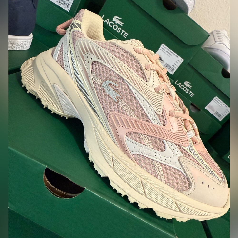 Lacoste Women's Pink and Cream Sneakers